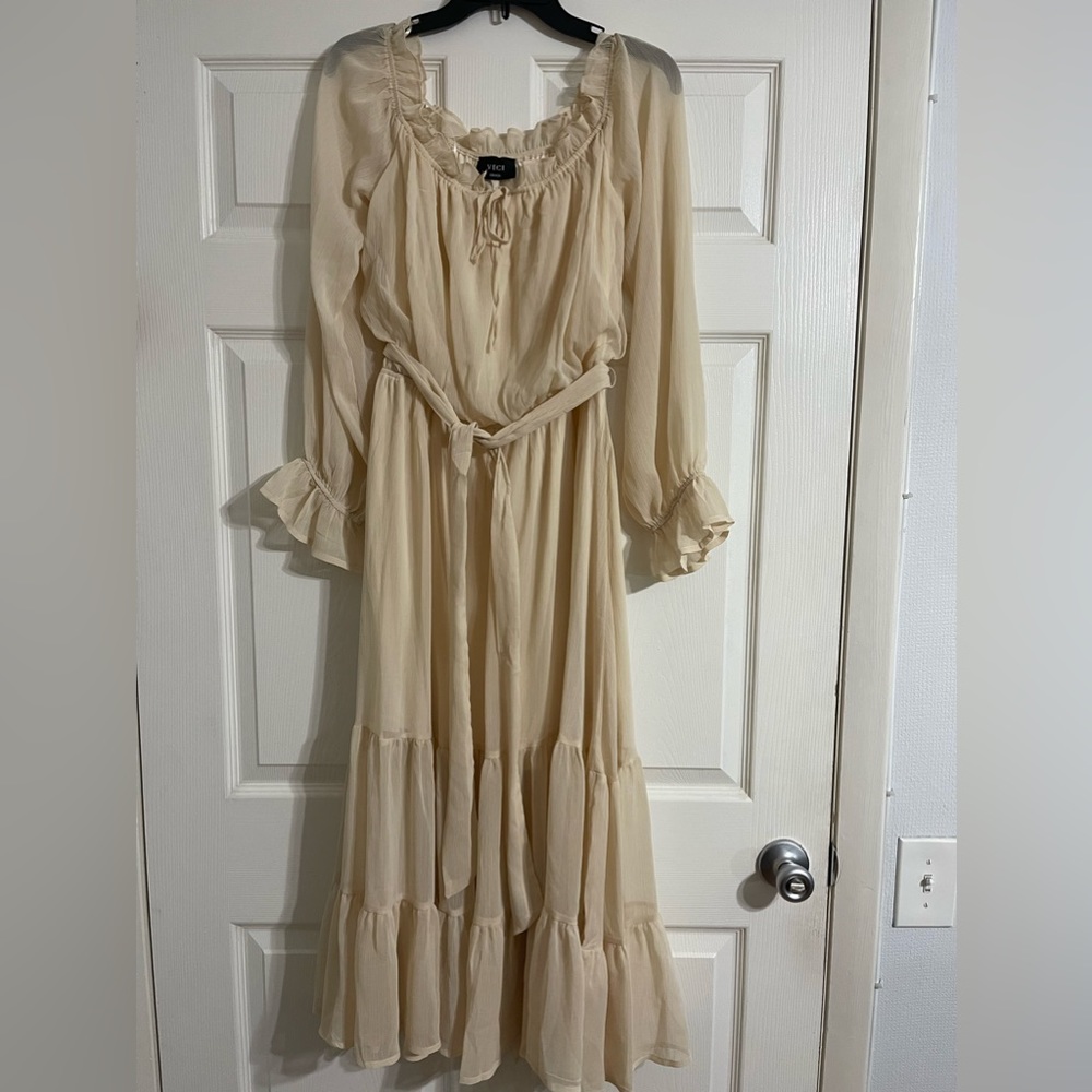 Vici off the shoulder natural maxi dress